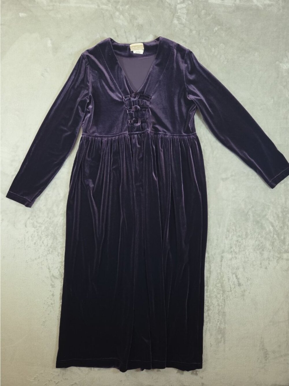 Coldwater Creek VTG Whimsigoth Frog Close Velvet Maxi Dress Purple Petite Small